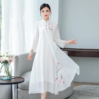 2024 Пролет Лято Нови Дамска рокля В Китайски Стил Реколта да се Чувствате Елегантна Рокля Китайското рокля Голям Размер Qipao 12050