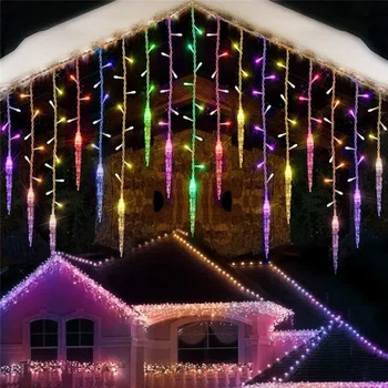 Ново Коледно осветление Led фея-франция, завеса, 4-20-метров водопад, Къща, Коледна украса тераса в градината на Хелоуин