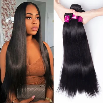 Бразилски директни снопчета коса 1/3/4 Част от преките лъчи на човешки косъм 10A 32-инчови кичури човешка коса Remy за изграждане за черни жени