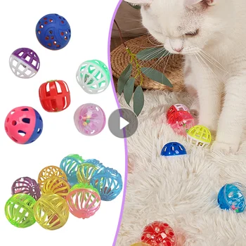 Забавна играчка котка с лъжичка-камбана Пластмасови Топчета-планета Интерактивно Коте Креативен Цветен Кухи модул за Обучение Камбанка за котки, аксесоари за дъвчене за домашни любимци
