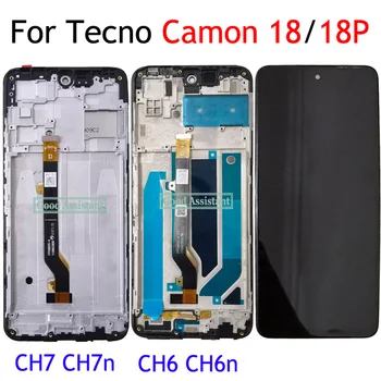 Черно 6,8 Инча За Tecno Camon 18 CH6 CH6n /Camon 18 P CH7 CH7n LCD Дисплей Със Сензорен Екран и Дигитайзером В Събирането / С Рамка