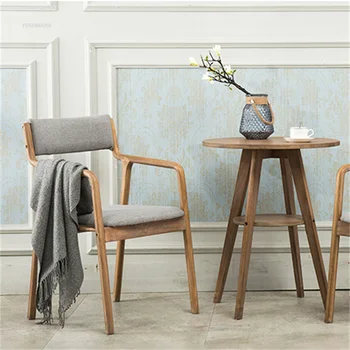 Столове за кафене и хотел Nordic, Трапезни столове от масивно дърво в ретро стил, Мебели за трапезария, Кухненски Подлакътник, Сгъване, Стол за почивка