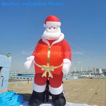 5-метров Гигантски надуваем Коледа Дядо Коледа, държи Подарък кутия, Въздушен удар, Коледен Празник, детска площадка, открит декорация, Рекламни декори