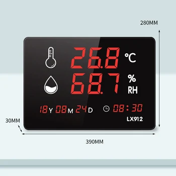 Стенен дигитален термометър за дома, Датчик за температура на Дисплея време Влагомер за Измерване на температура