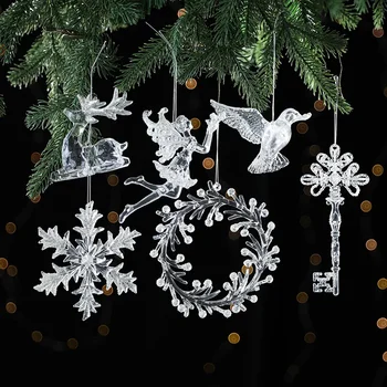 Украса на Коледната елха Christma Прозрачна Акрилна Los Ангел Снежинка Окачен Медальон Коледни Поздравления С Нов 2024 година