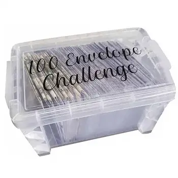 Комплект за спестяване на пари в пликове Cash Challenge Комплект за спестяване на пари в 100 пликове Challenge Box Set, за да пести от бюджета