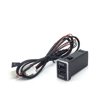 Зарядно за кола с бързо зареждане, двоен конектор USB QC3.0, бързо зарядно устройство за Toyota RAV4 09-18
