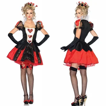 Женствена рокля за cosplay на Хелоуин, червено Сърце, Праскова Сърце, костюма на кралицата на Алиса, сценична парти в нощен клуб disfraz mujer