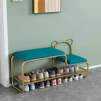 Сладко мече под формата на обувката се променя стол вкъщи входната врата на шкаф за обувки дълги ивици многопластова дома Nordic модерен модули нежната пейка