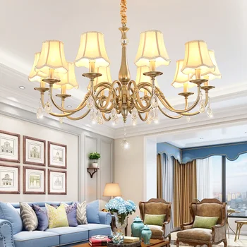 Американски светлина Луксозен полилей в стил ретро, за хол, маса за хранене, Минималистичного фоайето на хотела, спалня, тъканта кристална лампа подвесного