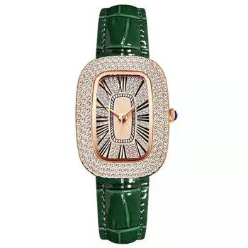Висококачествени модни луксозни кварцов часовник с овални женски колан с диаманти, дрехи за момичета, римски реколта часовници