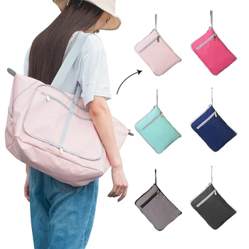 Нова однотонная сгъваема чанта за мъже и жени, преносим чанта за багаж, чанта-органайзер голям капацитет, чанти за съхранение на дрехи, облекло торбички