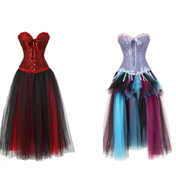 Дамски секси дълга пола с разноцветни цветя, карнавальная парти танцьорка, костюм за Хелоуин, лейси пищната пола, по-големи размери S-6XL