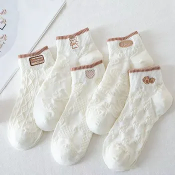5 двойки /Сладки летни дамски къси чорапи Boat Chaussette Femme Хлопчатобумажный завързана женски чорап от мрежата, дишащи кальцетины