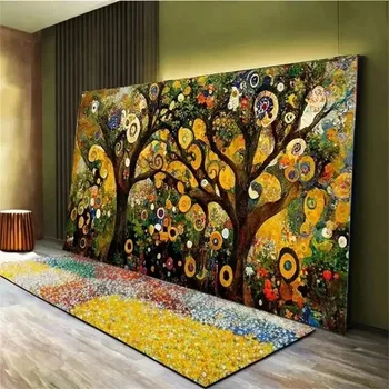 Голям Размер Диамант Живопис Златен Климт Дървото на Живота е Пълна Мозайка Сам Бродерия Красив Есенен Пейзаж абстрактен Декор на Стените