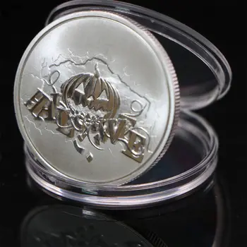 Сувенирни монети на Хелоуин, сребърно покритие с гримасой Тиква, Монета-символичен Happy Halloween Challenge