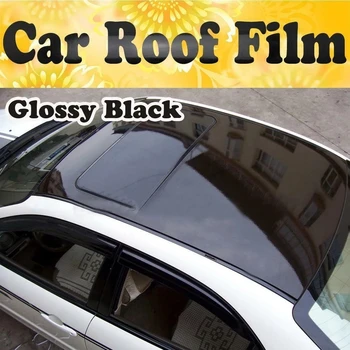 Гланцирана филм на покрива на автомобила с черен винил стикери без мехурчета на покрива на автомобила, защитни Аксесоари за стайлинг на автомобили