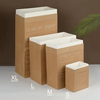 Двоен слой сгъсти Крафт хартиени торбички за хранителни продукти за съхранение на хляб, растения, цветя, украса снимки на фона на снимка подпори