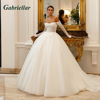 Бална рокля на принцеса Габриэллы, сватбена рокля за булката с открити рамене, апликация с цип, придворное рокля на Булката с влак, персонализирани