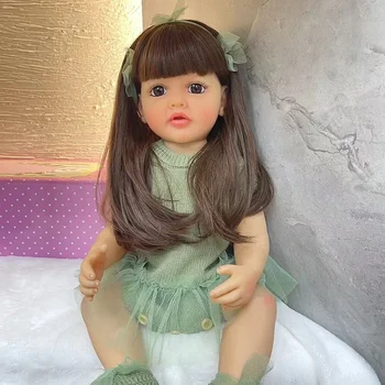 55 см 22 инча цялото Тяло Мека Възстановената Кукла За най-Малките Момичета Меко Докосване Коледен Подарък за Деца на Цялото Тяло Миещи Кукла Baby Преродения