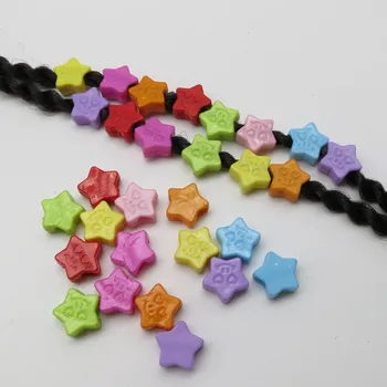 20pcs-50шт цветни пластмасови звезди, свързани с кука, детски опашка, опашка за коса, мъниста-расти, копчета, пръстени, аксесоари за изграждане на