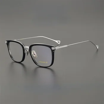 Големи Квадратни Мъжки слънчеви Очила От Чист Титан, Оптични Рецепта ултра-леки Дизайнерски Класически Очила в Рамки Ацетатна