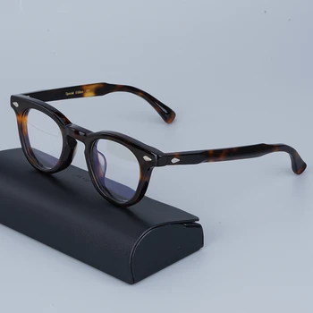 Най-добрите Японски Кръгли рамки за очила от амониев ръчно изработени, Черна костенурка, ретро Класически мъжки vintage слънчеви очила, очила за късогледство