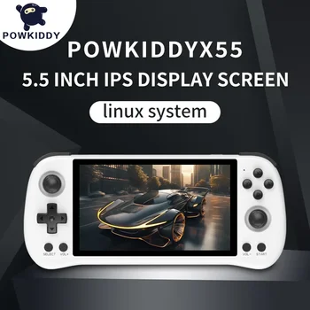POWKIDDY X55 5,5-ИНЧОВ 1280*720 IPS Екран RK3566 Преносима Игрална конзола С Отворен код Linux Ретро Видео Конзола за Детски Подаръци