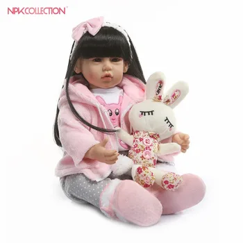 NPKCOLLECTION 50 см бебе Силиконови Подмладена Кукли Boneca Bebe кукла Реборн Реалистична Истинска Момиче Кукла За рождения си Ден Подарък за Коледа