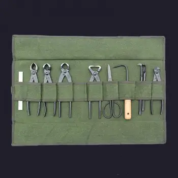 Здрав калъф за съхранение на зелени японски инструменти за бонсай, чанта за инструменти за ремонт на градината, Клещи, ножици, набор от инструменти, здрав калъф
