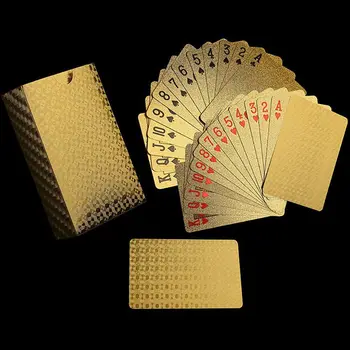 Нова настолна игра водоустойчив магически карти 24-каратная златната игра на покер балони ръжени карти за игра