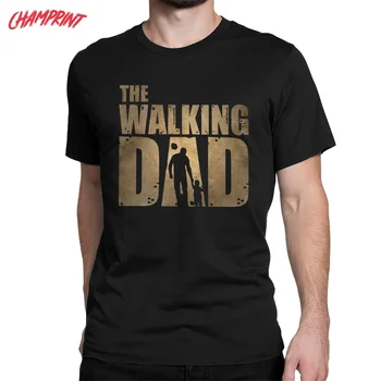 Мъжка тениска The Walking Dad за Деня На Бащата The Walking Dead Zombie От Чист Памук, Тениска С кръгло деколте и принтом Тениска