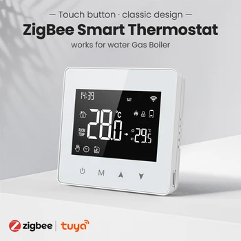 Умен термостат Sasha Zigbee WiFi Версия с ниска консумация на енергия от батерията Регулатор на температурата водогазового котел за Alexa, Google Home, Alice
