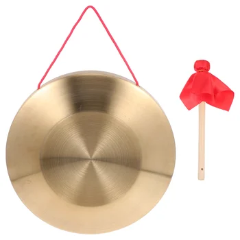 1 набор от креативни медни музикални играчки на гонговете, медни чинии с чук (златните)