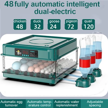 Мини инкубатор выдвижного тип, автоматичен воден инкубатор, попълване йонна капацитет за вода, регулатор на температурата, 48 яйца