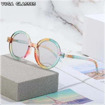 Нови 2023 Ретро Кръгли Розови Модни Слънчеви Очила Дамски Маркови Дизайнерски Слънчеви Очила за Жени от Сплав с Огледало Женски Oculos De Sol Черен