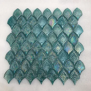 Мозайка плочки от риба скали, цветовете на морските вълни с глазурованным стъкло, на задния панел на кухнята, фаянс за баня, средиземноморска теракот, 13,5 бр.