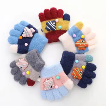 1 чифт детски ръкавици, удобни в чорап, меко, запазването на топлина, есен-зима, детски топлите сладки ръкавици, детски ръкавици за зимата