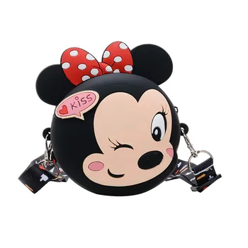 Силиконова чанта Disney с Мики Маус, детска чанта-месинджър, мини-мультяшная играчка, сладък случайни портфейл за монети