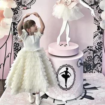 Рокля с цветя модел за момичета на сватба, тюлевые Тънки и дълги рокли за момичета, Детски Коледен костюм на принцеса за деца