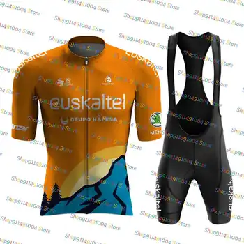 2024 Euskaltel Комплект велосипеди тениски с къс ръкав, Велосипедна дрехи, Мъжки пътни ризи, Велосипедна облекло МТБ, Майо