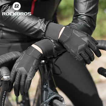 Велосипедни ръкавици ROCKBROS, Ветроупорен Дишащи Мъжки, Дамски вело ръкавици за пълен пръст, МТБ Ръкавици, мини велосипедни ръкавици, заглушителен ръкавици