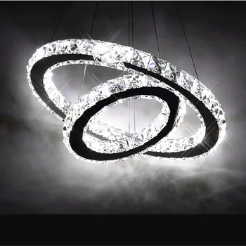 Модерна Гореща разпродажба Пръстен 2 ring LED K9 Кристален Led Полилей Модерен лампа Crtstal С Кръгове Високо качество на светлината