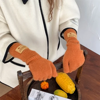 Нови обикновена възли вълнени ръкавици, Дамски Корейски ръкавици за сензорен екран с отвори за пръстите на топли Зимни работни ръкавици За езда студенти