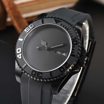 40 мм автоматични механични мъжки часовник за гмуркане механизъм NH36 керамично пръстен водоустойчив часовник син сапфир корпус каишка 20 мм
