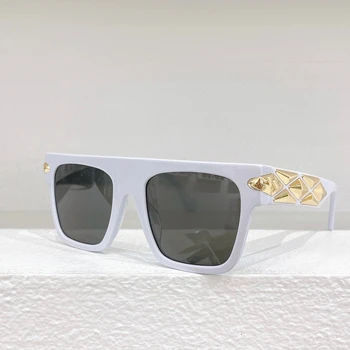 2024 Нови дамски слънчеви очила в голяма квадратна рамка, 1990 W, мъжки слънчеви очила с кръгли лица, Метална мрежа, модерен дизайн, 6 цвята, черен, кафяв, бял