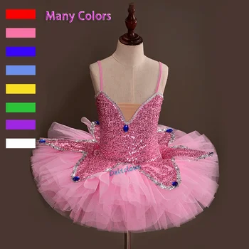 Rose балетное рокля-пакетче с пайети рокля с балерина за момичета, тюлевый танцов костюм за изяви за деца, детски
