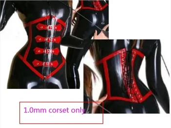 Черно-червено латексный корсет ръчно изработени под гърдата за жени за отслабване на талията