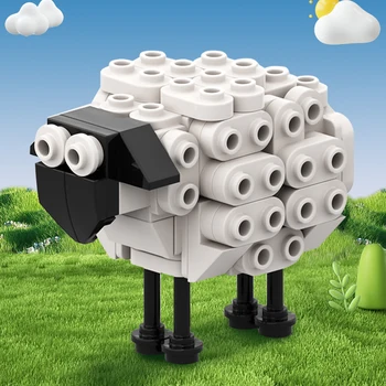 MOC Мини Бяла Овца САМ Градивен елемент Зодиакальная Овца Модел Тухла Творчеството на Играчки Животни Образование САМ За Деца, Подарък За Рожден Ден