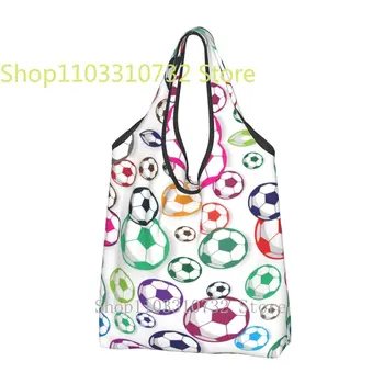 Дамски чанта за пазаруване във футбола по поръчка, преносими хранителни топки с голям капацитет, спортни чанти за пазаруване